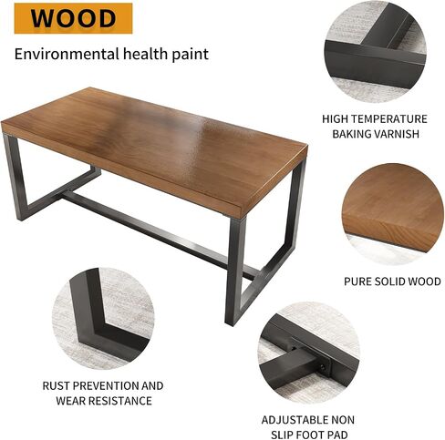 Modern Gaming Workbench Solid Wood Computer Desk Study Office Desk 55" Writing Desk, Modern Simple Style PC Table, Black Metal Frame, Solid Wood Planks 55" D x 27" W x 29" H for Home Office in Saudi Arabia