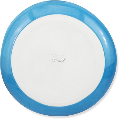 roro Ceramic Stoneware Handmade Blue Speckled Spotted Dinner Plates Set of x 2, Coral Beach Motif in Saudi Arabia