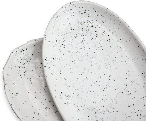 roro Ceramic Stoneware Handmade Blue Speckled Spotted Dinner Plates Set of x 2, Coral Beach Motif in Saudi Arabia