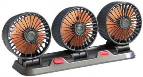 Electric fan, 3 Heads Car Fan Portable Air Cooling Fan Silent Electric Fan 360° Rotation with 2 Wind Speed Phone Number Display for Car Truck SUV RV Marine Boat in Kuwait
