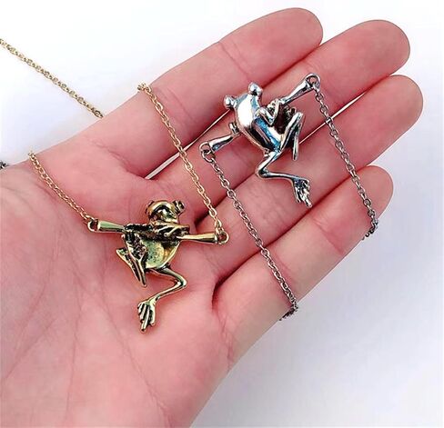 WCRAZYE Frog Earrings Necklace Sets for Women Vintage Funny Animal Necklace Simple Cartoon Earrings Cute Animal Frog Earrings (Silver) in Kuwait