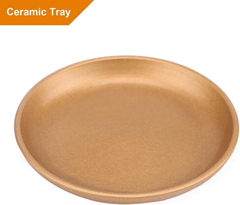 8 Inch Ceramic Plant pots (Set of 2), 8 Inch 7 Inch Modern Flower Planter, Gold Marble Gardening Pots with Drainage Hole and Saucer for Outdoor Indoor Yard Garden Home Office Decoration. in Saudi Arabia