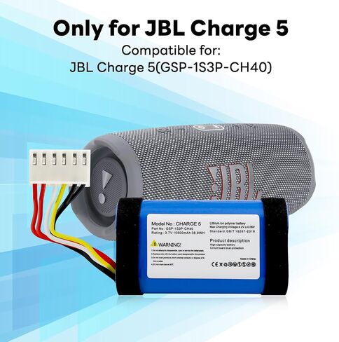 بطارية بديلة 10500 مللي أمبير GSP-1S3P-CH40 لمكبر صوت بلوتوث JBL Charge 5 المقاوم للماء، 2024 ترقية بطارية عالية السعة 3.7 فولت مع مجموعة أدوات إصلاح in Kuwait
