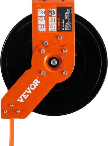 VEVOR بكرة خرطوم هواء قابلة للسحب، 3/8 بوصة × 50 قدم خرطوم هواء هجين بحد أقصى 300 رطل لكل بوصة مربعة، بكرة خرطوم ضاغط الهواء مع 5 أقدام من الرصاص، بكرة هواء مغلقة بالسقف/الجدار، حامل دوار 180 درجة in Saudi Arabia