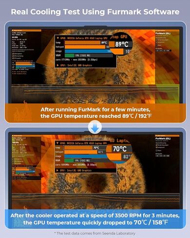 وسادة تبريد للكمبيوتر المحمول من Seeda، مبرد كمبيوتر محمول للألعاب مع مروحة توربو مقاس 4.72 بوصة، ومرشحات غبار، وتحكم باللمس، وإضاءة RGB، ومبرد كمبيوتر محمول مقاس 10-17.3 بوصة مع محور USB ثلاثي المنافذ in Kuwait