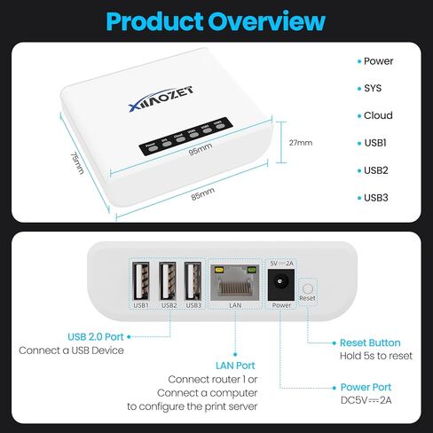 Wireless USB Server and Print Server, Share USB Devices (Printer, Scanner or More) Over LAN via Ethernet or WiFi Network – Easy Setup (LK300EW) in Kuwait