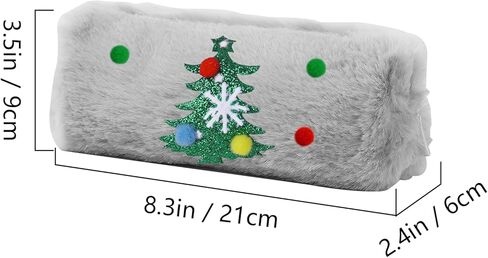 1×Christmas Plush Make Up Storage Bag with Chrismas Tree Pattern Handbag for Women Soft P0mpom Balls Korean Stylish Zipper Bag Stationery Cases Cluches Kawai Handmade Gift for Party(Khaki) in Kuwait