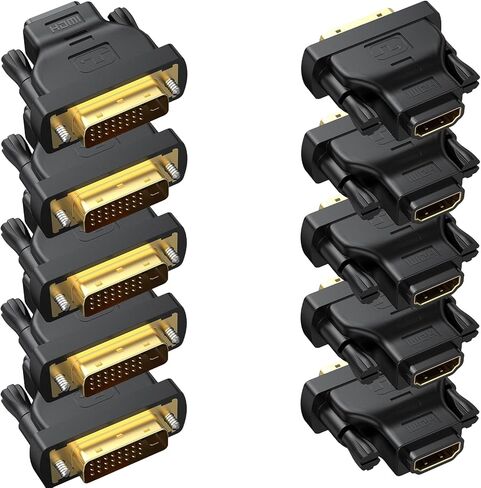 DVI to HDMI Adapter 10-Pack, Bidirectional Female HDMI to DVI-D(24+1) Male Adapter with Gold-Plated for Computer, Monitor, Projector, TV, PS3/4/5 Nintendo Switch and More in Saudi Arabia