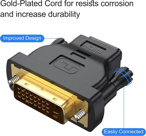 DVI to HDMI Adapter 10-Pack, Bidirectional Female HDMI to DVI-D(24+1) Male Adapter with Gold-Plated for Computer, Monitor, Projector, TV, PS3/4/5 Nintendo Switch and More in Saudi Arabia