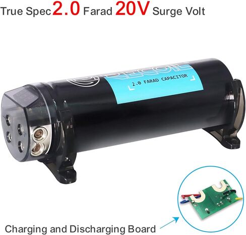 Recoil REC2D-2 True 2.0 Farad Capacitor 20V مكثف تعزيز تخزين الطاقة الصوتية للسيارة مع القراءة الرقمية وكتلة التوزيع المدمجة in Kuwait