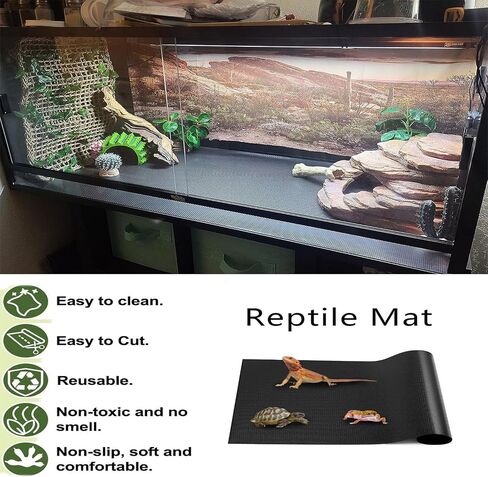 Bearded Dragon Tank Accessories, Reptile Mat Hammock Plants Bridge Jungle Climber Vines Terrarium Decorations for Bearded Dragon Lizard Snake (10 PCS with Reptile Mat) in Kuwait