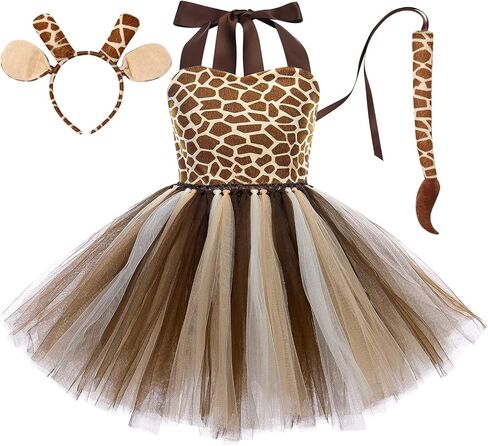 Toddler Girls Jungle Themed Safari Animal Costumes Party Dress up with Ears Headband Tail Set Halloween Birthday Party in Saudi Arabia