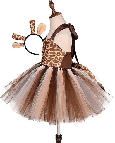Toddler Girls Jungle Themed Safari Animal Costumes Party Dress up with Ears Headband Tail Set Halloween Birthday Party in Saudi Arabia