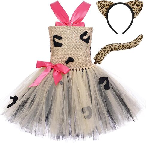 Toddler Girls Jungle Themed Safari Animal Costumes Party Dress up with Ears Headband Tail Set Halloween Birthday Party in Saudi Arabia