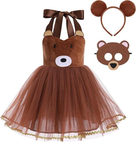 Toddler Girls Jungle Themed Safari Animal Costumes Party Dress up with Ears Headband Tail Set Halloween Birthday Party in Kuwait