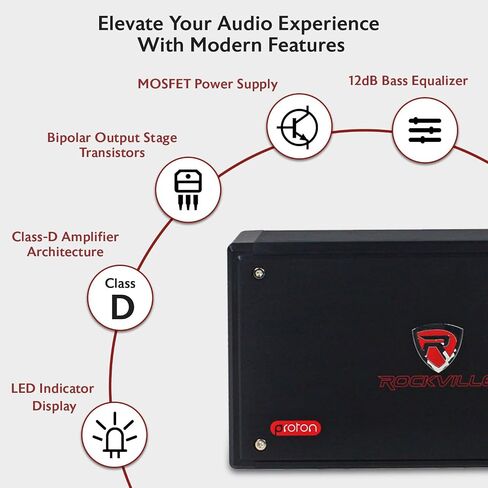 Rockville RXD-T2 Micro Car Audio Class D Amplifier 2400w 2 Chan 2x600W CEA Rated in Saudi Arabia
