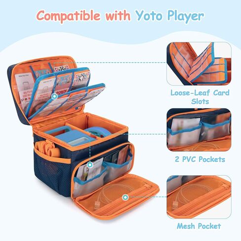 Carrying Case Compatible with Yoto Player (3rd Generation), Card Holder Hold Up to 30 Cards, Travel Storage Bag for Bluetooth Audio Speaker & Headphone Accessories, Blue (Case Only) in Kuwait