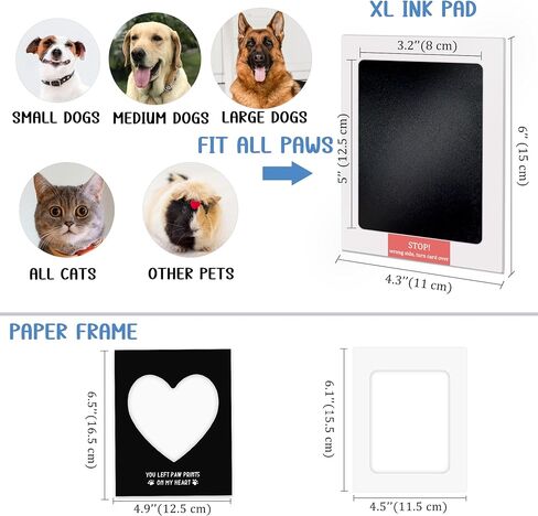 MYPAWLETS Paw Print Kit,Clean Touch/Inkless Ink Pad for Dog/Cat Pawprints,Paw Print Stamp Pad for Dogs,Dog Paw/Nose Print Kit Keepsake,Pet Paw Print Impression Kit with Frame,Gifts for Pet Parents-3M in Kuwait