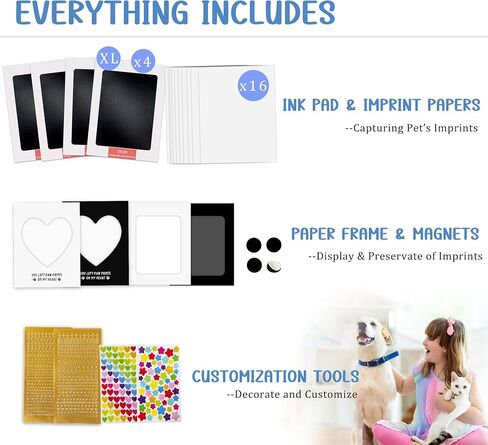 MYPAWLETS Paw Print Kit,Clean Touch/Inkless Ink Pad for Dog/Cat Pawprints,Paw Print Stamp Pad for Dogs,Dog Paw/Nose Print Kit Keepsake,Pet Paw Print Impression Kit with Frame,Gifts for Pet Parents-3M in Kuwait