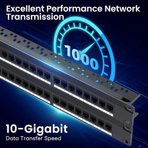 لوحة تصحيح CableGeeker 48 منفذًا، لوحة تصحيح Cat6 مع دعم RJ45 Pass-Thru Inline Keystone 10G، لوحة تصحيح شبكة 2U UTP 19 بوصة مع شريط خلفي قابل للإزالة، متوافقة مع كابلات Cat6 وCat5e وCat5 in Kuwait