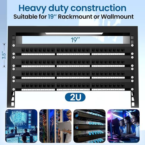 لوحة تصحيح CableGeeker 48 منفذًا، لوحة تصحيح Cat6 مع دعم RJ45 Pass-Thru Inline Keystone 10G، لوحة تصحيح شبكة 2U UTP 19 بوصة مع شريط خلفي قابل للإزالة، متوافقة مع كابلات Cat6 وCat5e وCat5 in Kuwait