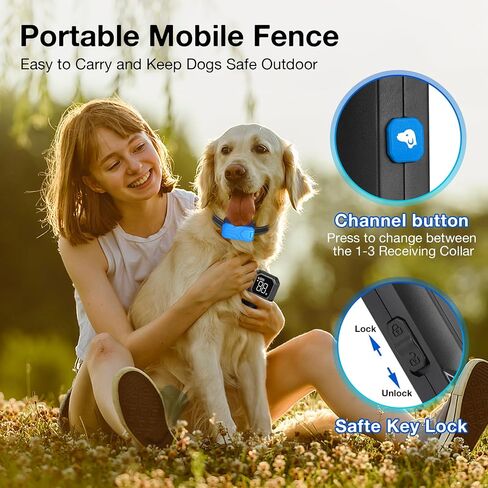 Wireless Dog Fence for 2 Dogs, Wireless Fence for Dogss, Electric Dog Fence, Electric Fence for Dogs, 2 in 1 Wireless Dog Fence System with Waterproof and Rechargeable Dog Training Collar in Saudi Arabia