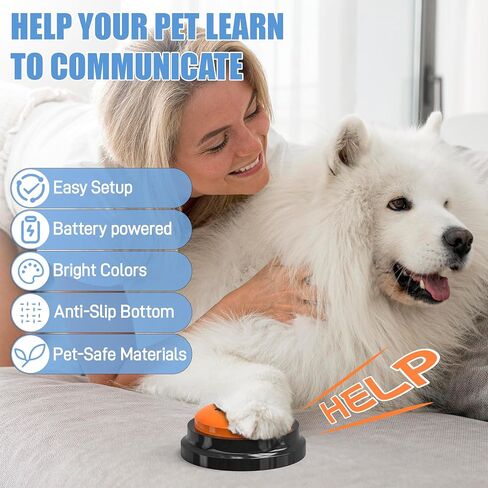 Dog Buttons Talk,Updated 8 Pack Dog Communication Buttons,Recordable Talking Training Buttons for Dogs,30 Seconds Voice Dog Speaking Buttons with Dog Bath Brush Set in Saudi Arabia
