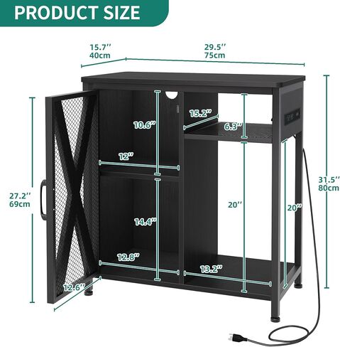 YITAHOME Fish Tank Stand with Power Outlets & LED Light, 20-29 Gallon Metal Aquarium Stand with Cabinet for Fish Tank Accessories Storage for Turtle Tank, Reptile Terrarium, 350LBS Capacity, Black in Saudi Arabia