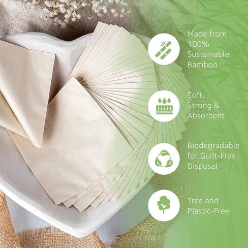 250 Pack 100% Bamboo Cocktail Napkins - 2-Ply FSC Certified Beverage Napkins | Bar Napkins for Home or Commercial Use - 4.5x4.5 Inch Folded Drink Napkins | Disposable Napkins for Serving Drinks in Saudi Arabia