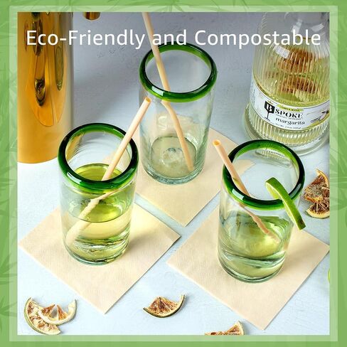 250 Pack 100% Bamboo Cocktail Napkins - 2-Ply FSC Certified Beverage Napkins | Bar Napkins for Home or Commercial Use - 4.5x4.5 Inch Folded Drink Napkins | Disposable Napkins for Serving Drinks in Saudi Arabia