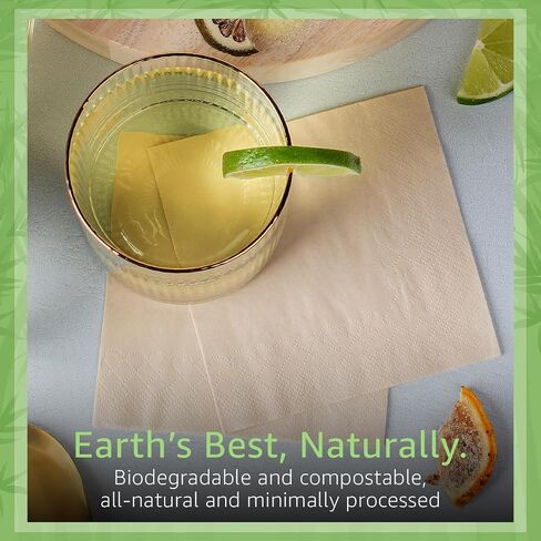 250 Pack 100% Bamboo Cocktail Napkins - 2-Ply FSC Certified Beverage Napkins | Bar Napkins for Home or Commercial Use - 4.5x4.5 Inch Folded Drink Napkins | Disposable Napkins for Serving Drinks in Saudi Arabia