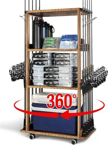 حوامل صنارة صيد السمك من Ghosthorn للجراج تحمل ما يصل إلى 10 قضبان خشبية وقضيب قضيب رف أدوات تخزين ومعدات صيد السمك هدايا للرجال والنساء in Kuwait