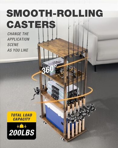 حوامل صنارة صيد السمك من Ghosthorn للجراج تحمل ما يصل إلى 10 قضبان خشبية وقضيب قضيب رف أدوات تخزين ومعدات صيد السمك هدايا للرجال والنساء in Kuwait