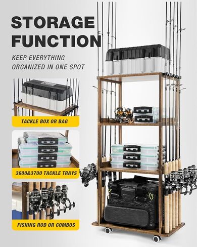 حوامل صنارة صيد السمك من Ghosthorn للجراج تحمل ما يصل إلى 10 قضبان خشبية وقضيب قضيب رف أدوات تخزين ومعدات صيد السمك هدايا للرجال والنساء in Kuwait