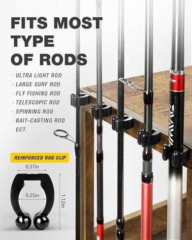 حوامل صنارة صيد السمك من Ghosthorn للجراج تحمل ما يصل إلى 10 قضبان خشبية وقضيب قضيب رف أدوات تخزين ومعدات صيد السمك هدايا للرجال والنساء in Kuwait