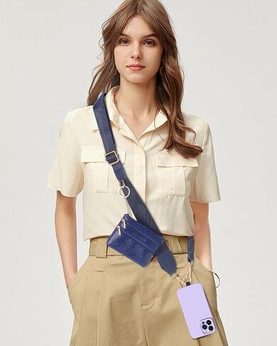 LOUXIFENG Clip and Go Strap للهاتف مع محفظة كروس للنساء، حبل للهاتف الخلوي للهواتف، سلسلة هاتف متقاطعة مع سحاب جلدي قابل للتعديل، سلسلة هاتف حامل شارة in Kuwait