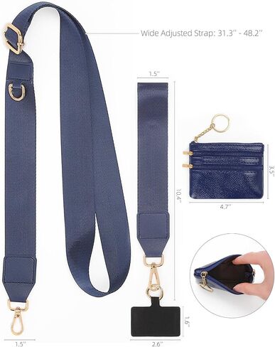 LOUXIFENG Clip and Go Strap للهاتف مع محفظة كروس للنساء، حبل للهاتف الخلوي للهواتف، سلسلة هاتف متقاطعة مع سحاب جلدي قابل للتعديل، سلسلة هاتف حامل شارة in Kuwait