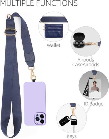 LOUXIFENG Clip and Go Strap للهاتف مع محفظة كروس للنساء، حبل للهاتف الخلوي للهواتف، سلسلة هاتف متقاطعة مع سحاب جلدي قابل للتعديل، سلسلة هاتف حامل شارة in Kuwait