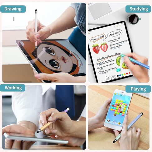 Stylus (8Pcs), 2 in 1 Stylus Pen for Touchscreen, High Precision and Sensitivity Double Rubber Tips, Compatible with iPad/iPhone/Samsung/Android Tablets and Other Capacitive Touch Screen (Multicolor) in Saudi Arabia