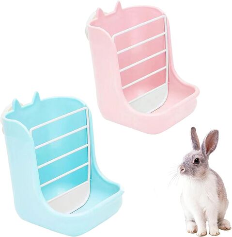 Guinea Pig Food Hay Feeder 2 in 1 Rabbit Hay Feeders Rack Indoor Hay Feeder for Rabbit Bunny Chinchilla Hamster(2PCS Blue&White) in Kuwait