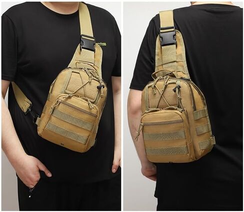 Tactical Sling Shoulder Backpack for Men, Outdoor MOLLE Military Chest Bag EDC Crossbody Bag Small Sports Backpack (Army green) in Saudi Arabia
