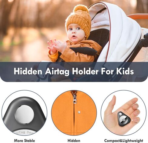 Apple Airtag Holder for Kids, 2 Pack Hidden Air Tag Cases, Anti-Removal GPS Tracker Durable Case with Pins, Lightweight Inside Clothes, Suitable for Kids Elder Pet Backpack Luggage(Black+White in Saudi Arabia