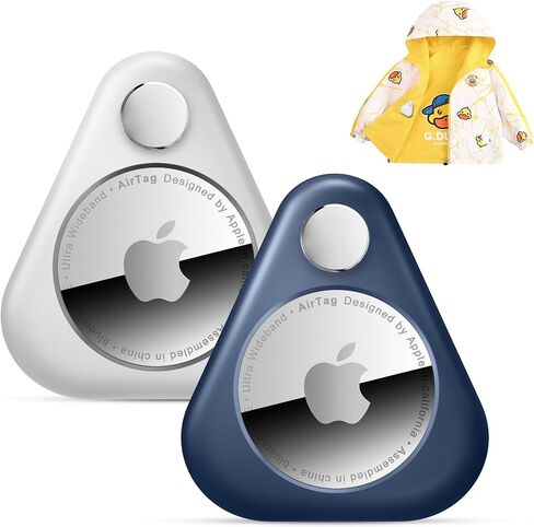 Apple Airtag Holder for Kids, 2 Pack Hidden Air Tag Cases, Anti-Removal GPS Tracker Durable Case with Pins, Lightweight Inside Clothes, Suitable for Kids Elder Pet Backpack Luggage(Black+White in Saudi Arabia