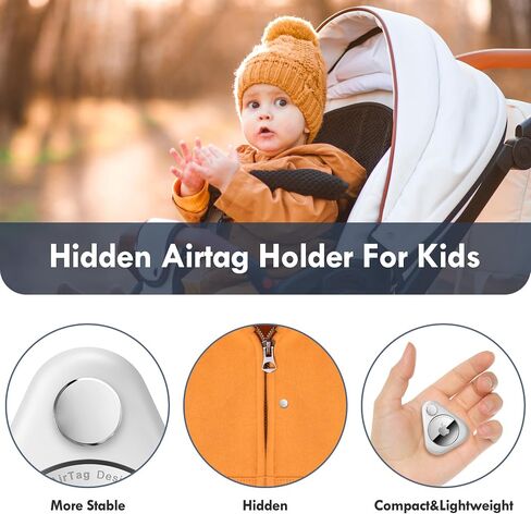 Apple Airtag Holder for Kids, 2 Pack Hidden Air Tag Cases, Anti-Removal GPS Tracker Durable Case with Pins, Lightweight Inside Clothes, Suitable for Kids Elder Pet Backpack Luggage(Black+White in Saudi Arabia