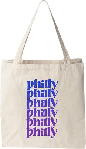 Charlotte Blue Ombre Canvas Tote Bag, Screenprinted Tote, Cotton Flour Sack Tote, Reusable Shopping & Grocery Bag in Kuwait