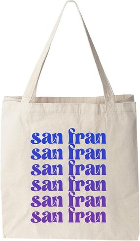 Charlotte Blue Ombre Canvas Tote Bag, Screenprinted Tote, Cotton Flour Sack Tote, Reusable Shopping & Grocery Bag in Kuwait