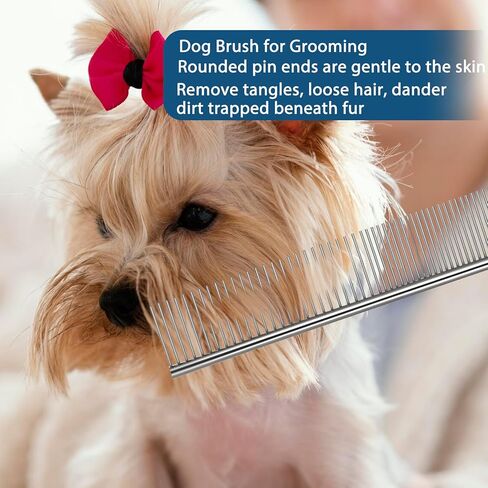 3PCS Dog Combs for Grooming Stainless Steel Metal Pet Comb for Knots, Mats & Loose Hair Removal,Pet Grooming Brush for for Dogs, Cats & Pets – Silver,7.4" in Kuwait