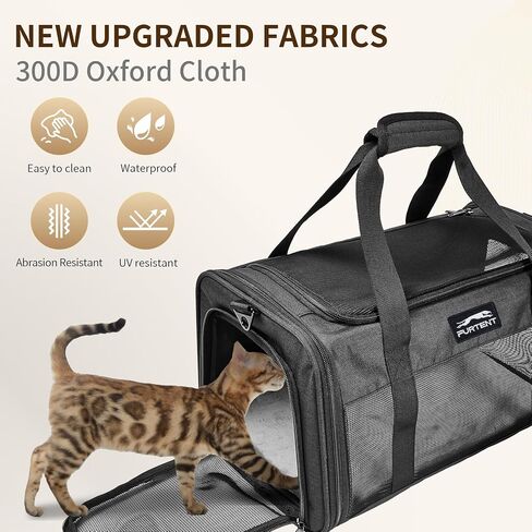 Cat Carrier with Foldable Litter Box for Large Cats and Small Dogs Medium Animal Rabbit Puppy Soft Pet Carrier Portable Airline Approved, Travel for Comfort - Fits Pets Up to 16 lbs - Black in Saudi Arabia