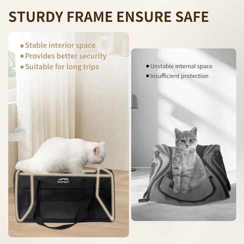 Cat Carrier with Foldable Litter Box for Large Cats and Small Dogs Medium Animal Rabbit Puppy Soft Pet Carrier Portable Airline Approved, Travel for Comfort - Fits Pets Up to 16 lbs - Black in Saudi Arabia