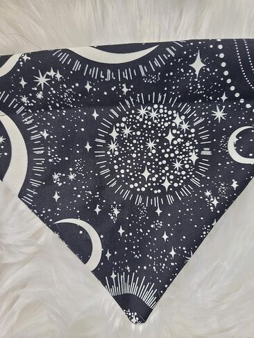 Glow in the Dark Black and White Moons and Stars Over the Collar Dog Bandana That Slips onto Their Existing Collar Size Small in Saudi Arabia